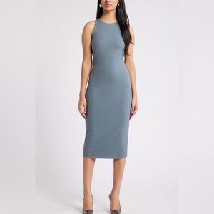 Open Edit Sleeveless Blue Midi Dress